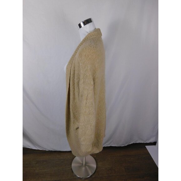 Woven Heart Small Beige Fuzzy Cardigan Open Front Cottagecore - Picture 4 of 11